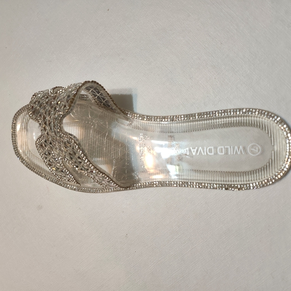 Wild Diva CLEAR MIRRORED Glam Slide Sandals, SIZE 7 - Picture 9 of 13